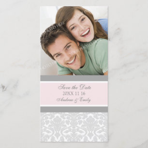 Rosa Damast Save the Date, der Foto-Karten Wedding Save The Date
