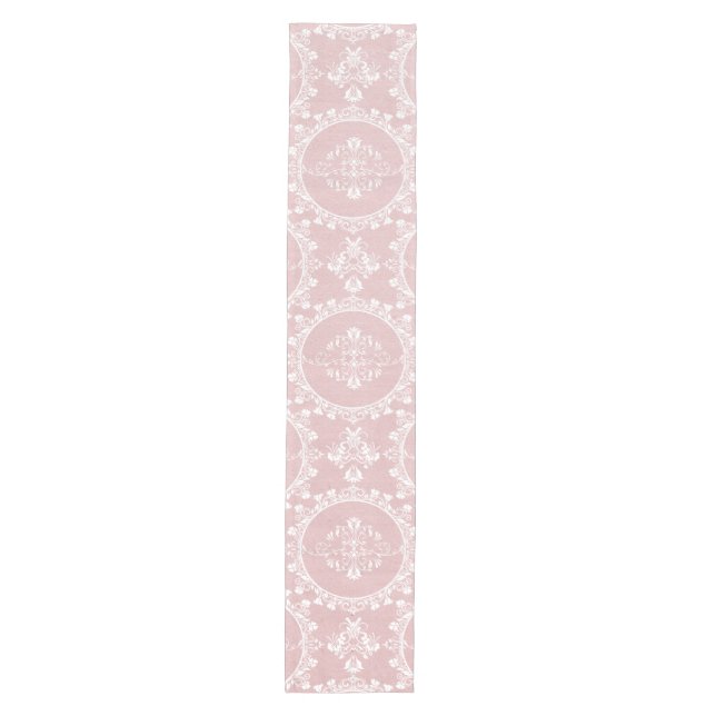 Rosa Damast-schönes Land-Shabby Chic Mittelgroßer Tischläufer (Vorderseite)