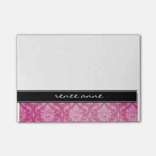 Rosa Damast-Schwarzes personalisierte Posten-it® Post-it Klebezettel