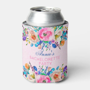 Rosa Damast und farbenfrohes Bouquet- Junggesellin Dosenkühler