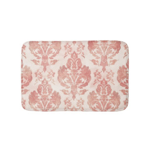 Rosa Damast-Wasserfarben-Blumen-Vintage-Muster Badematte