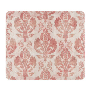Rosa Damast-Wasserfarben-Blumen-Vintage-Muster Schneidebrett