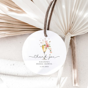 Rosa Dankeschön Perlen & Prosecco Brautparty Geschenkanhänger