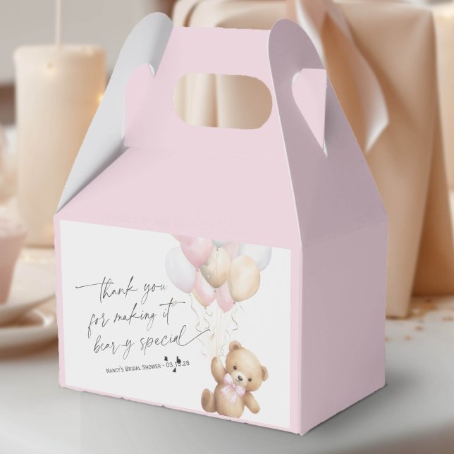 Rosa, das wir frühzeitig abwarten können, Niedlich Geschenkschachtel (We Can Bearly Wait, Pink Baby Boy Shower Favor Box.)