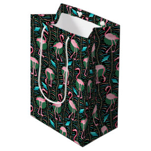 Rosa Deko-Muster-Farne der Flamingo-Vogel-20s Mittlere Geschenktüte