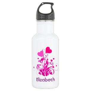 Rosa dekorative Herzen mit Wirbel und Curls Edelstahlflasche