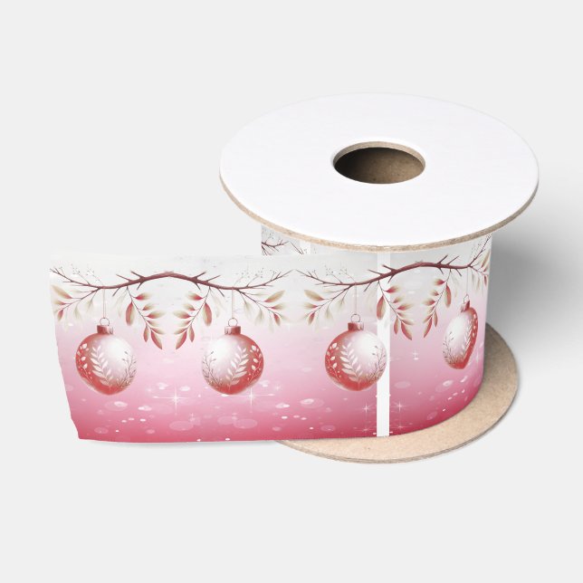Rosa Dekorative Weihnachtsball Satin Ribbon Satinband (Spule)