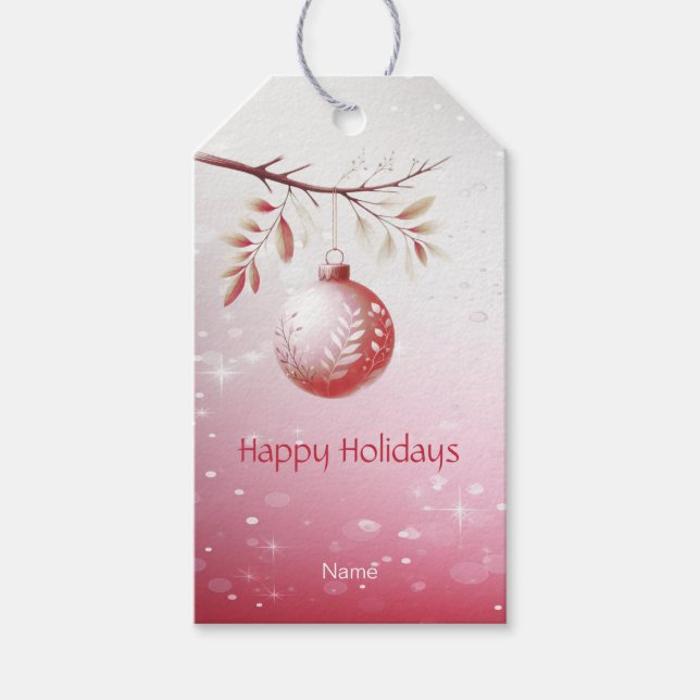 Rosa dekorative Weihnachtsball-Weihnachtsgeschenk  Geschenkanhänger (Vorderseite)