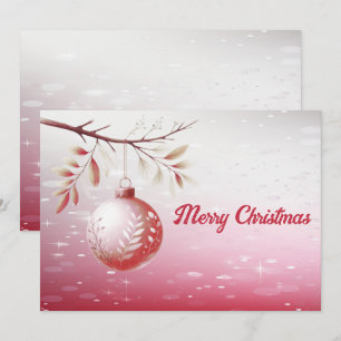 Rosa dekorative Weihnachtsball-Weihnachtskarte Feiertagskarte