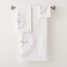 Rosa dekoratives Circle Monogram Bath Handtuch Set