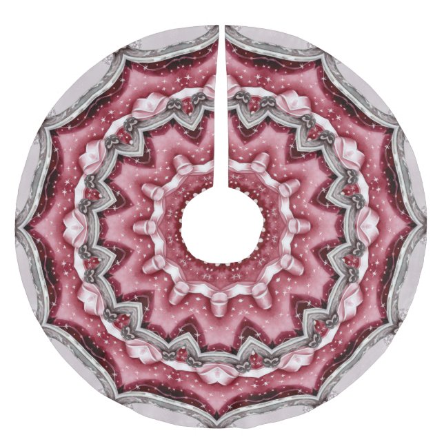 Rosa dekoratives Weihnachtsbaumrock Polyester Weihnachtsbaumdecke (Vorderseite)