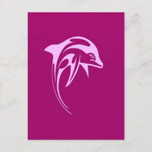 Rosa Delphin Postkarte
