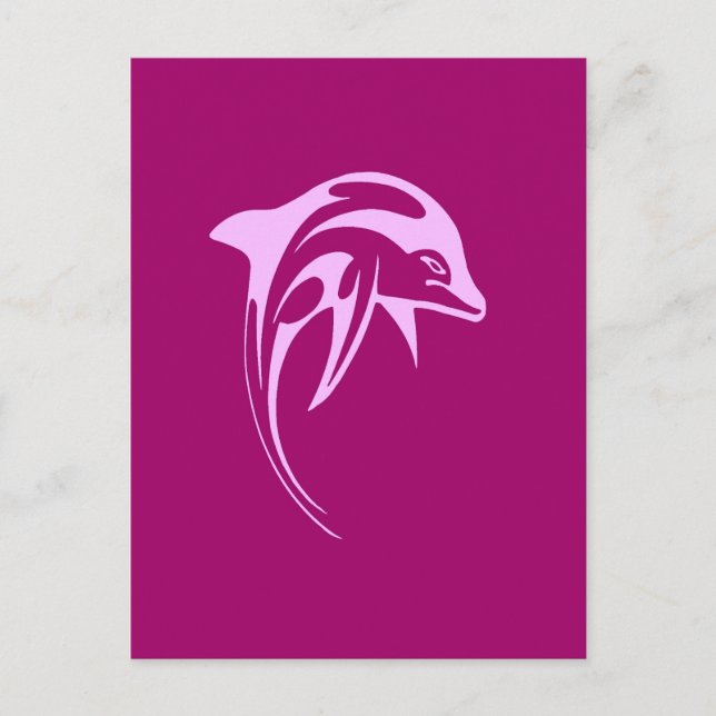Rosa Delphin Postkarte (Vorderseite)