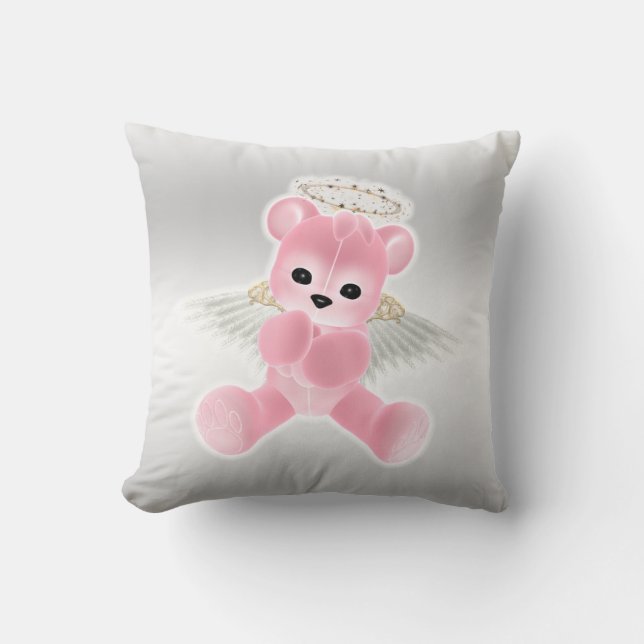 Rosa der Engels-Teddybär des Mädchens Kissen (Vorderseite)