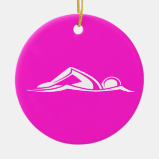 Rosa der Schwimmen-Logo-Verzierungs-w/Name Keramik Ornament
