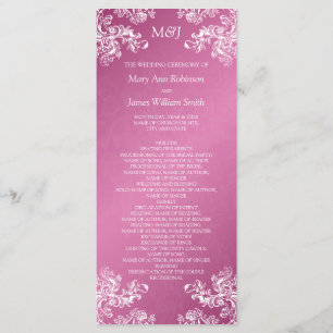 Rosa des Hochzeits-Programm-Vintages Wirbels-2 Programm