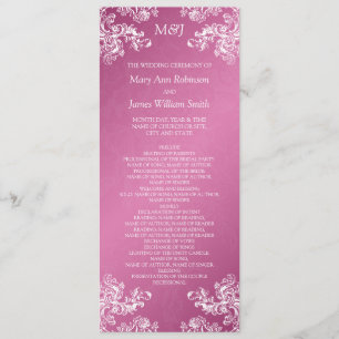 Rosa des Hochzeits-Programm-Vintages Wirbels-2 Programm