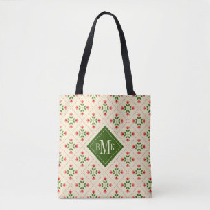 Rosa des Monogramm- u. grüne Steppdecken-mit Tasche