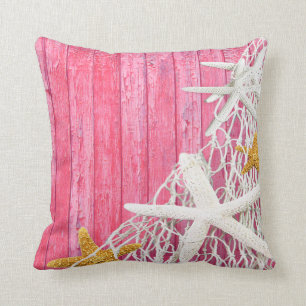 Rosa des Starfish-Filetarbeits-Strand-Holzes   Kissen