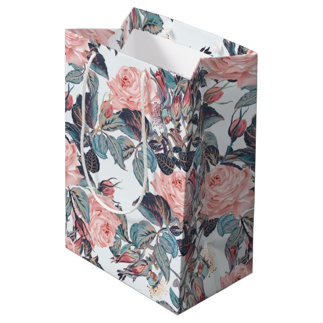 Rosa-Design Mittlere Geschenktüte (Rückseite Schrägansicht)