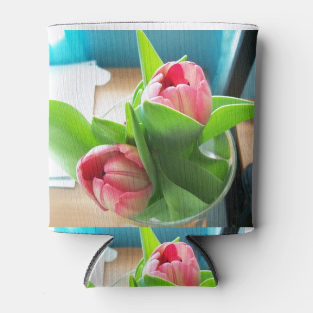 Rosa Desktop-Tulpen Dosenkühler (Vorderseite)