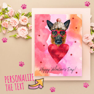 Rosa Deutsche Schäferhund Valentinstag Geschenk Hu Feiertagspostkarte