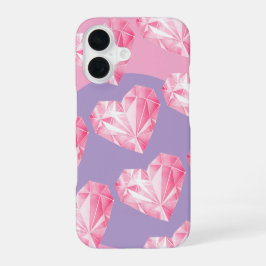 Rosa Diamant-Herz-Muster – Süß und Stylisch iPhone 16 Hülle