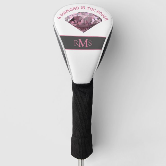 Rosa Diamant im rauen Personalisiert Golf Headcover (Vorderseite)