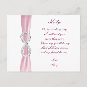 Rosa Diamant Infinity Hochzeits Trauzeugin Karte