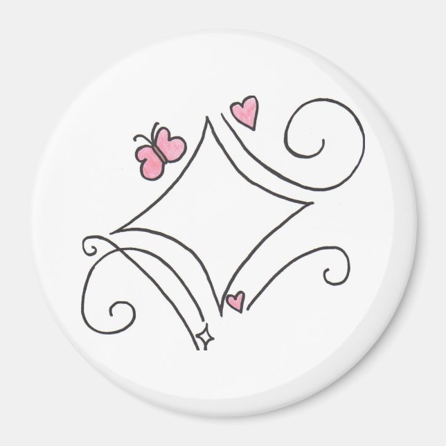 Rosa Diamant Magnet (Vorne)