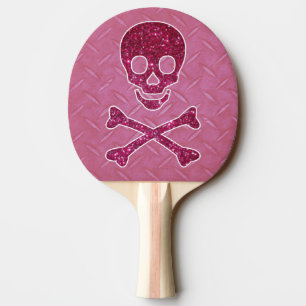Rosa Diamant-Platte und Schädel-Paddel Tischtennis Schläger