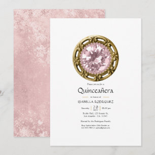 Rosa Diamant Quinceañera Einladung