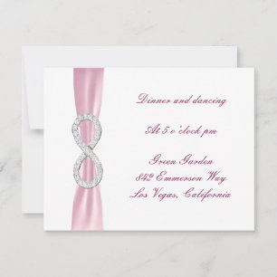 Rosa Diamant-Unendlichkeit-Hochzeitsempfangskarte Einladung