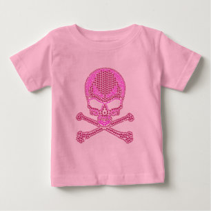 Rosa diamante de imitación-Druckschädel u. Baby T-shirt