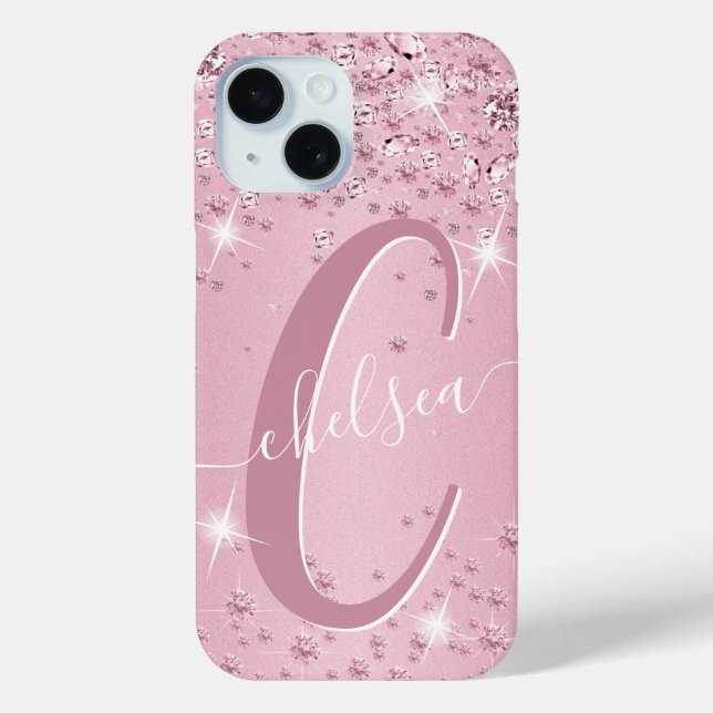 Rosa Diamanten - Personalisiert Case-Mate iPhone Hülle (Rückseite)