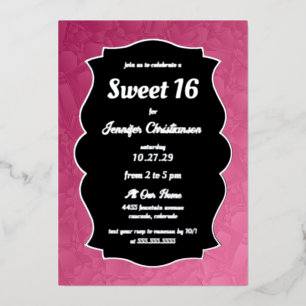 Rosa Diamanten Sweet 16 Folieneinladung