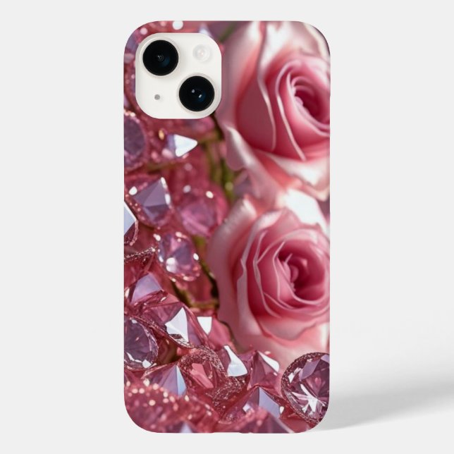 Rosa Diamanten und Petalen Case-Mate iPhone 14 Hülle (Rückseite)