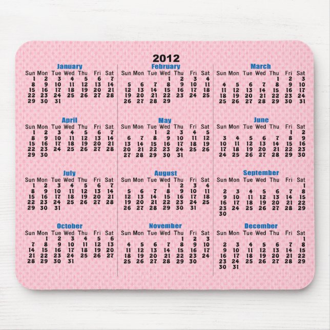 Rosa Diamantmuster 2012 Kalender Mousepad (Vorne)