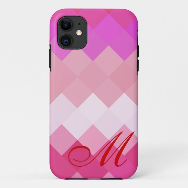 rosa Diamantmuster und Monogramm 4 Case-Mate iPhone Hülle (Rückseite)