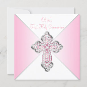 Rosa Diamond Kreuz Rosa Erste Heilige Kommune Einladung