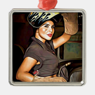 Rosa-die-Schweißerin Silbernes Ornament