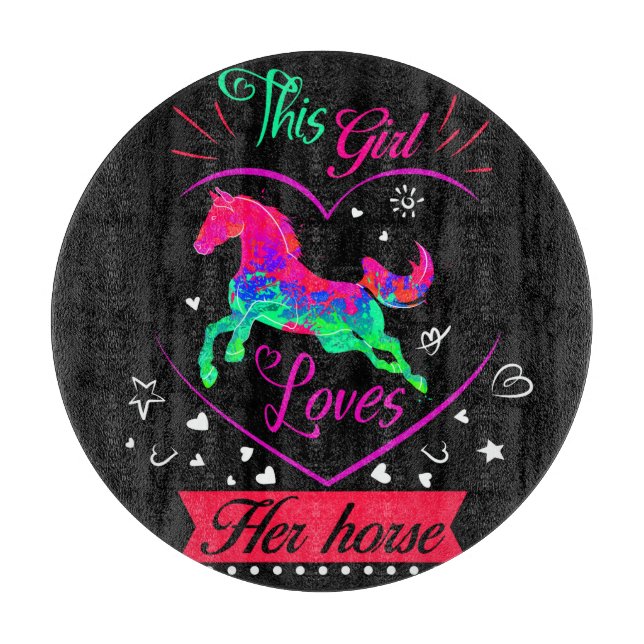 Rosa dieses Mädchen Liebe ihr Pferd Schneidebrett (Vorderseite)