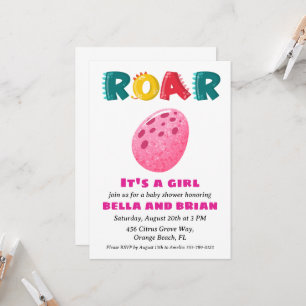 Rosa Dinosaurier-Babydusche Einladung