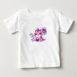 Rosa Dinosaurier Drei Rex 3. Geburtstagsfeier Baby T-shirt