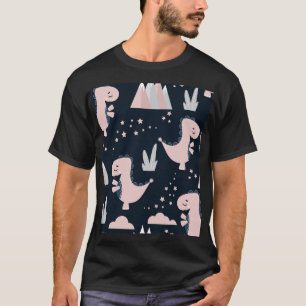 Rosa Dinosaurier, dunkler Hintergrund, niedlich T-Shirt