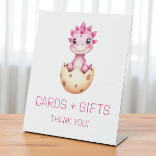 Rosa Dinosaurier Karten und Geschenke Baby Shower Sockelschild