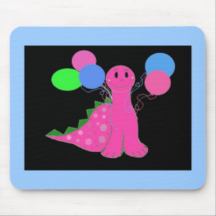 Rosa Dinosaurier mit Ballons Mousepad