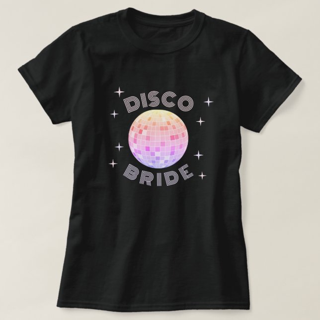 Rosa Disco Ball 70er Bachelorette Disco T-Shirt (Design vorne)