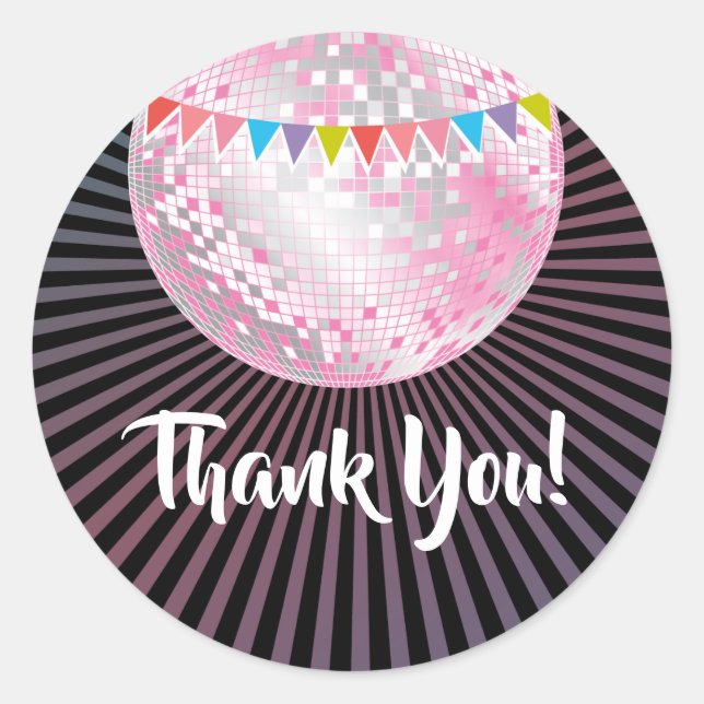 Rosa Disco-Ball danke Ihnen Aufkleber (Vorderseite)