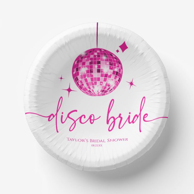 Rosa Disco Ball Disco Bridge Brautparty Pappteller (Vorderseite)